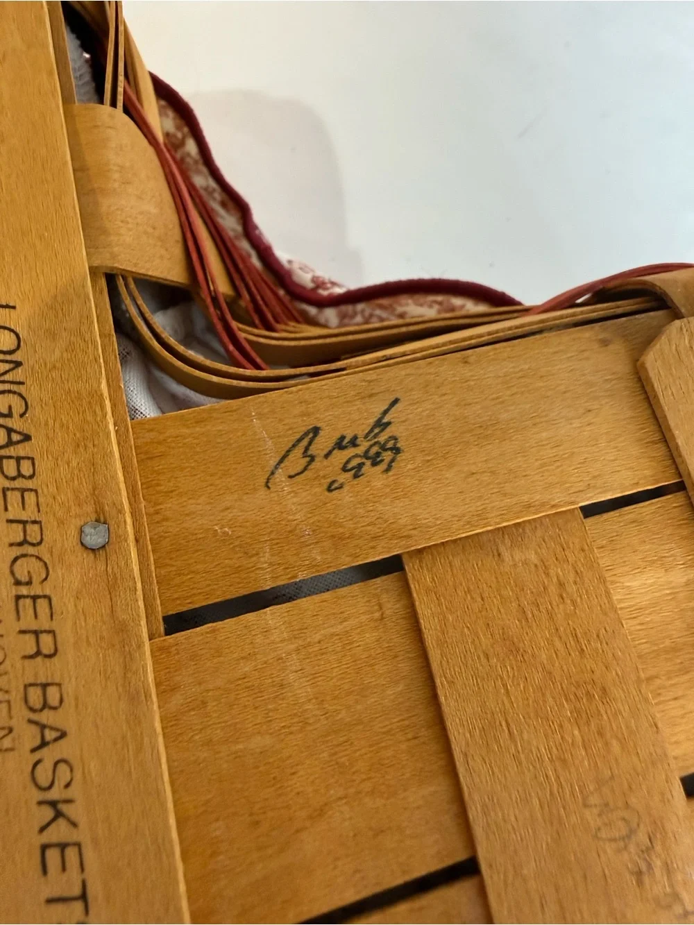 Longaberger 1999 Heart Basket Set w Liner Protector Love Treasures USA